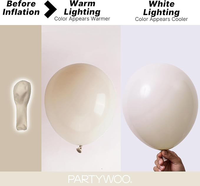 PartyWoo White Sand Balloons 152pcs Different Sizes of 18 12 10 5 Inch Off - Image 3