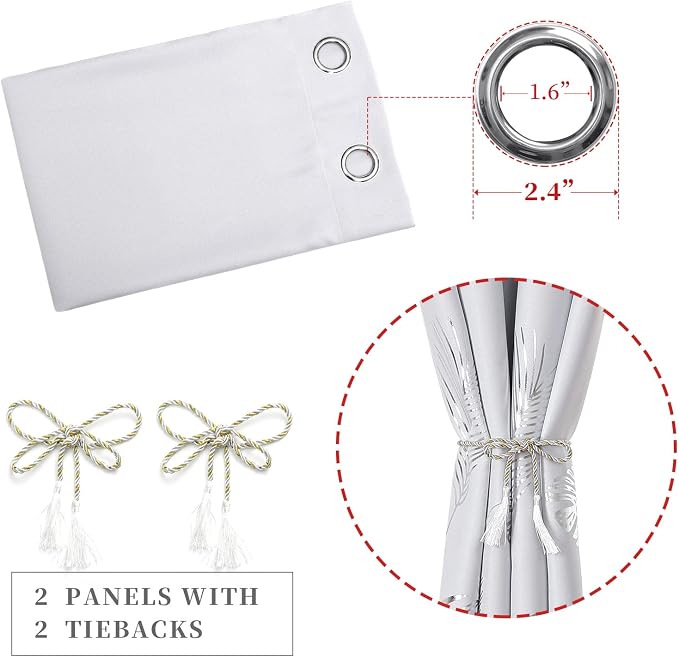 Greyish White Room Darkening Curtains 2 Panels - Image 4