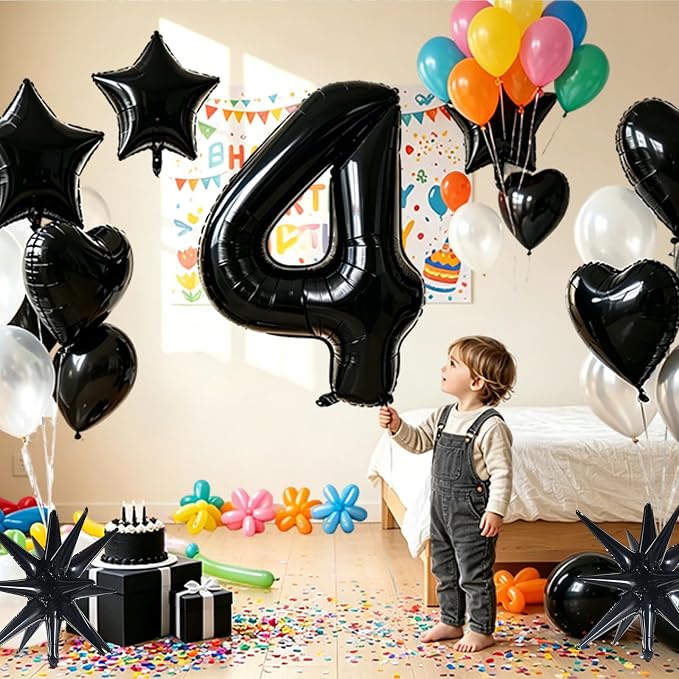 TONIFUL 5th Birthday Balloons Kit 40 Inch Black Large Number 5 Foil Balloon | - Image 5
