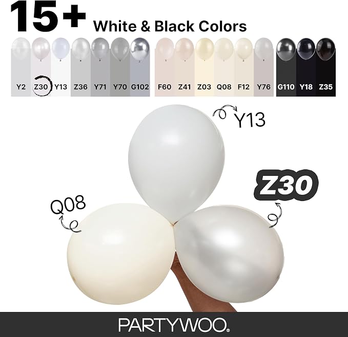 PartyWoo Pearl White Balloons 140pcs Metallic White Color 5 Inch | 18 12 10 5 - Image 4