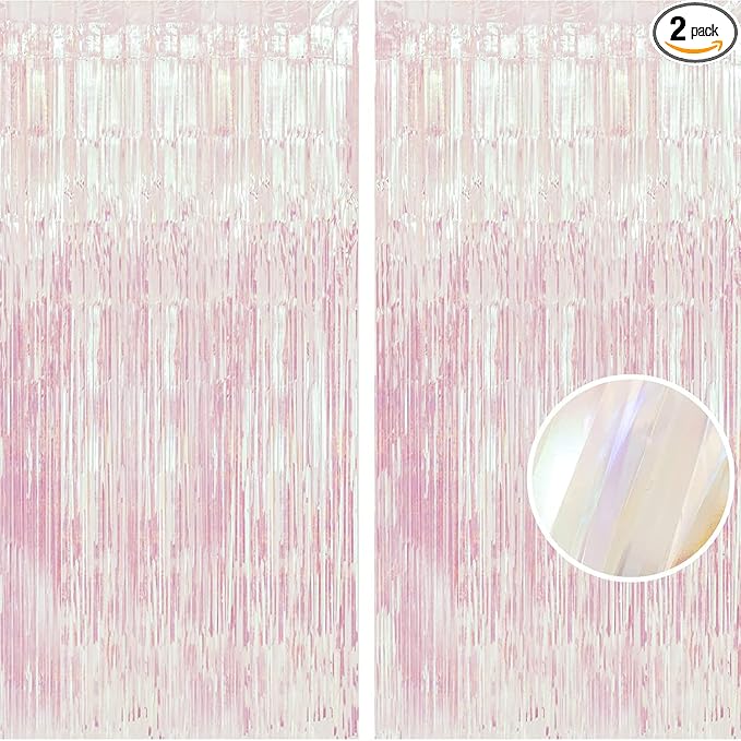 BRAVESHINE Iridescent Fringe Backdrop | Holographic Party Streamers Curtain | 2 by BRAVESHINE