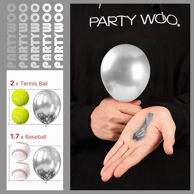PartyWoo Metallic Silver Balloons 100pcs Chrome Silver Color | - Image 3