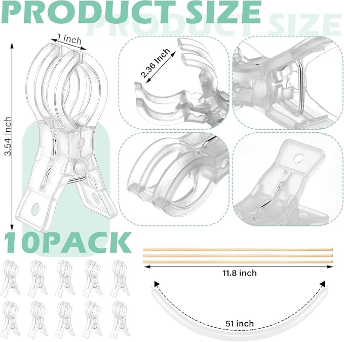 10 Pack Large Balloon Arch Clips Plastic Transparent Backdrop Spring Clamps 3.5 - Image 2