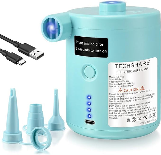Air Pump for Air Mattress, Air Mattress Pump for Inflatables, Quick Fill by TECHSHARE%C2%AE