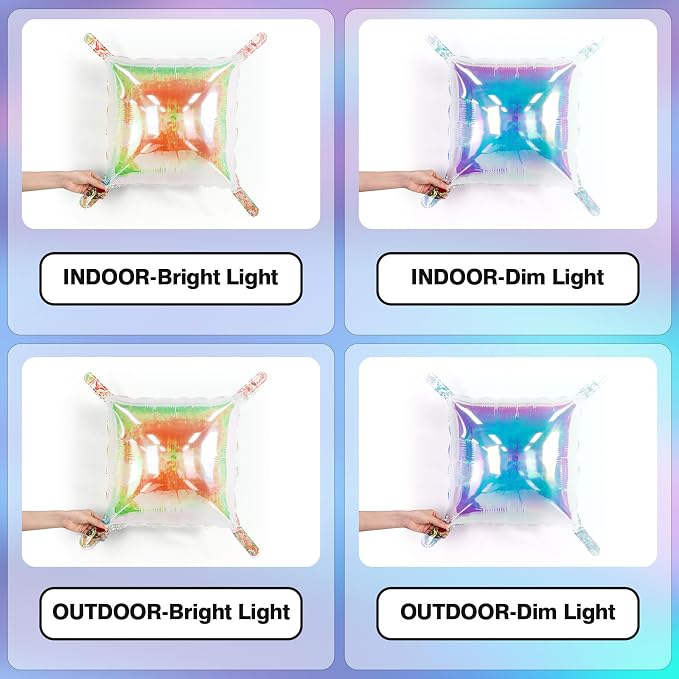 NISOCY 36PCS Iridescent Square Foil Balloons Wall Backdrop | Holographic - Image 3