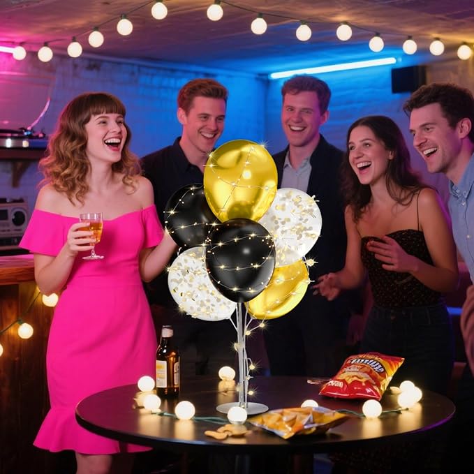 2Sets Black and Gold Balloon Stand, - Image 4
