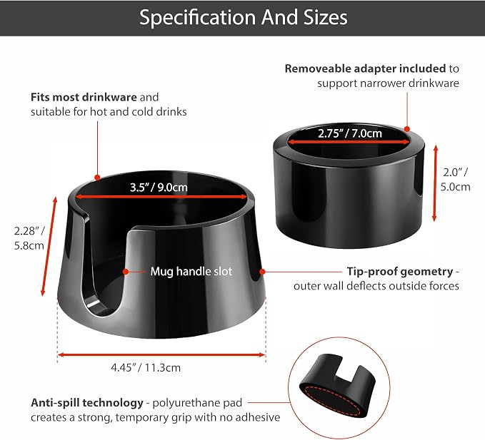 TableCoaster - Original Anti-Spill Table and Desk Cup Holder, Jet Black - RV - Image 6