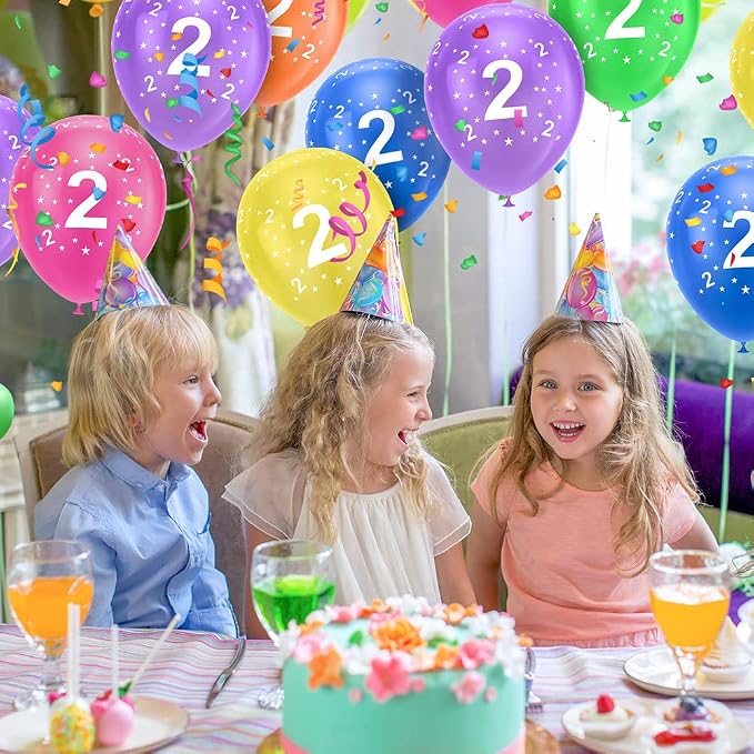 Ainiv 2nd Birthday Balloons 18PCS, 12inch Numbers Printed Latex Balloons | 2nd - Image 5