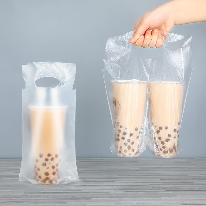 500 Pcs Clear Drink Carrier Bags Plastic - Image 7