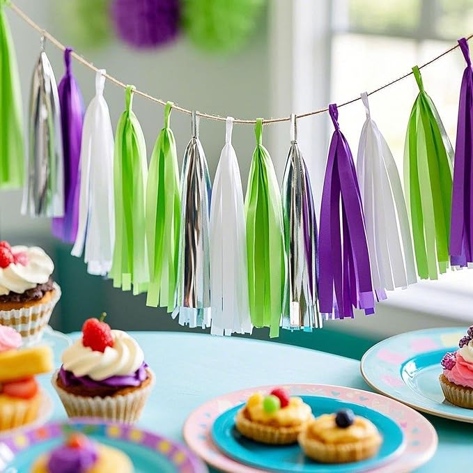 Tissue Paper Tassel Garland Banner, Party Decorations - Image 2