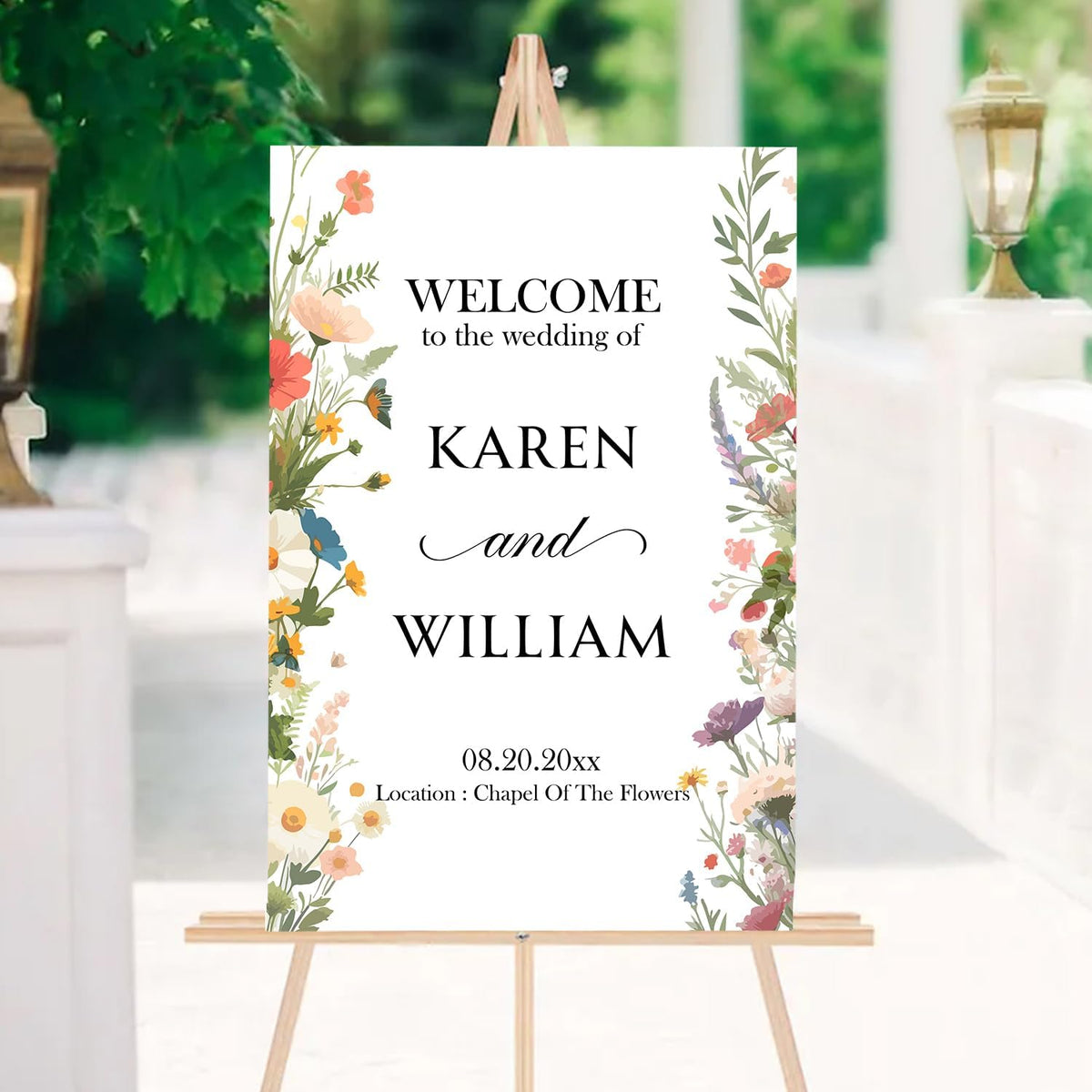 Personalized Wildflower Wedding Welcome Sign, Floral Personalized Sign for Reception, Printed Wedding Decoration