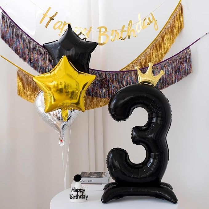 Black Crown Number 6 Balloon Standing Black Princess Digital 6 Foil Balloon | - Image 4