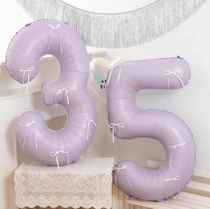 Pastel Purple 18 Number Balloons, 40 Inch Light Purple 18 Balloons Large Helium - Image 5