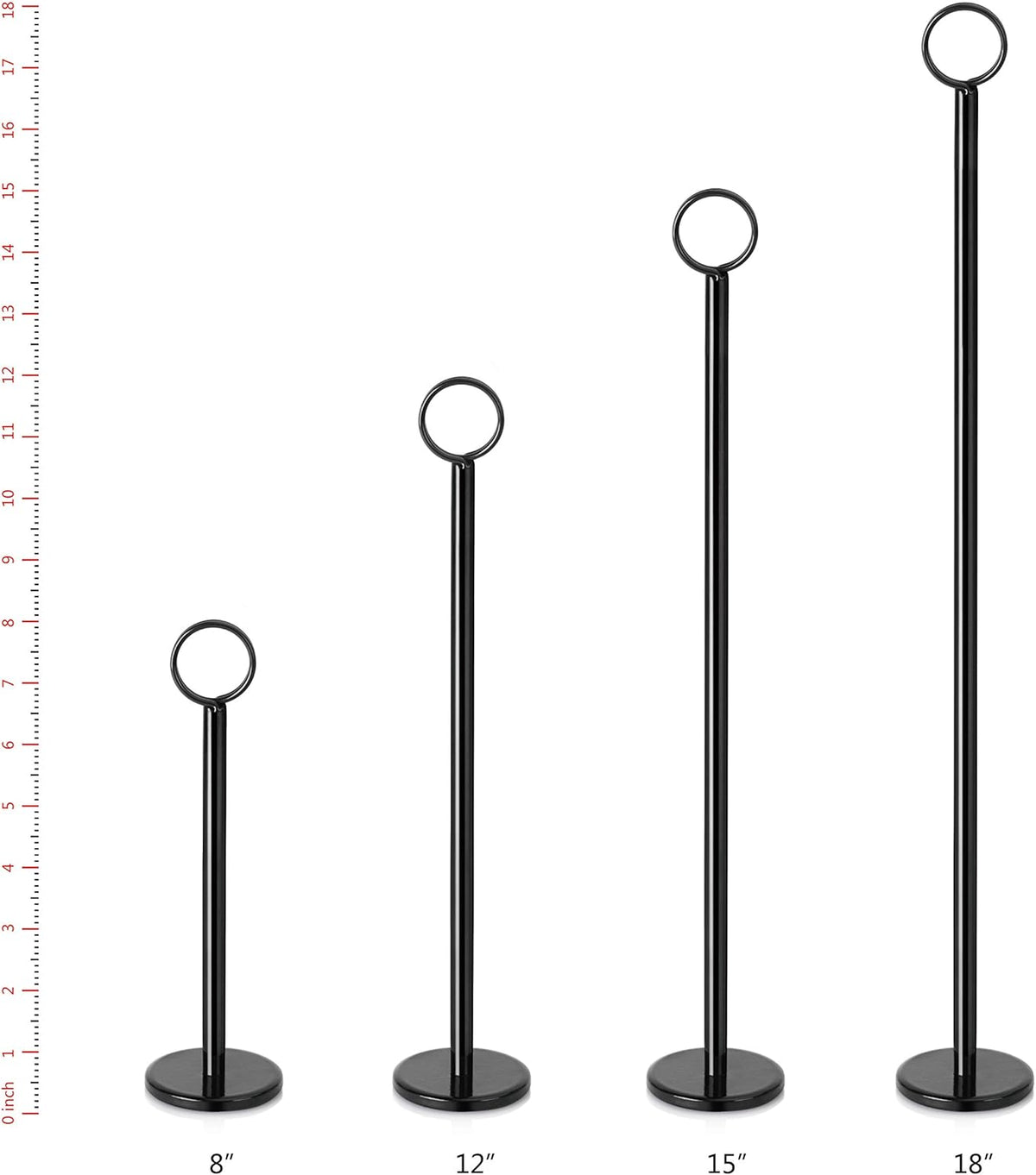 New Star Foodservice 27723 Ring-Clip Table Number Holder/Number Stand/Place Card Holder, 15-Inch, Set of 12, Black Finish