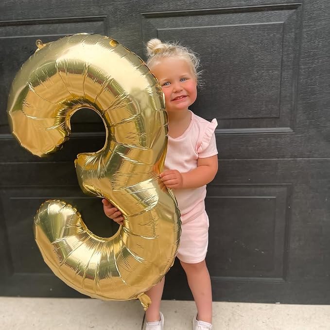 Champagne Gold Number 3 Balloon 40 Inch - Image 2