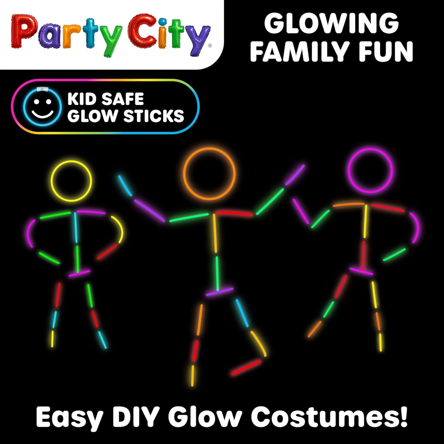 Party City 300 Glow Sticks Bulk Party Pack 8”– Neon Glow in the Dark Party Supplies, Glowsticks with Connectors Bracelets & Necklaces, Light Up Favors for Kids, Adults, Birthdays, Parties, Decorations