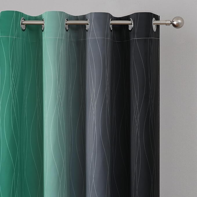 Black and Green Ombre Blackout Curtains 45 Inches Long, Full Room Darkening - Image 4