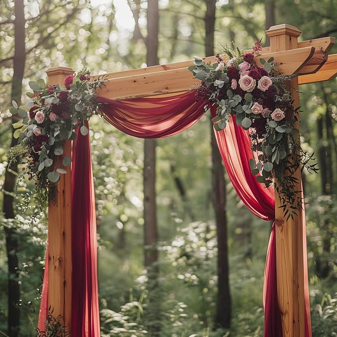 Wedding Arch Draping Fabric Backdrop Drapes 3 Panels, Burgundy | 28.7"x20FT - Image 7