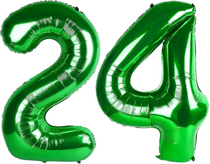 24 Balloon - Green Birthday Number Balloons, 40 Inch Decorations Men Women | by ALPHADELTAPI