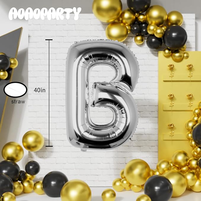 Letter Balloons Silver 40 Inch B Large Big Foil Mylar Balloon | - Image 6