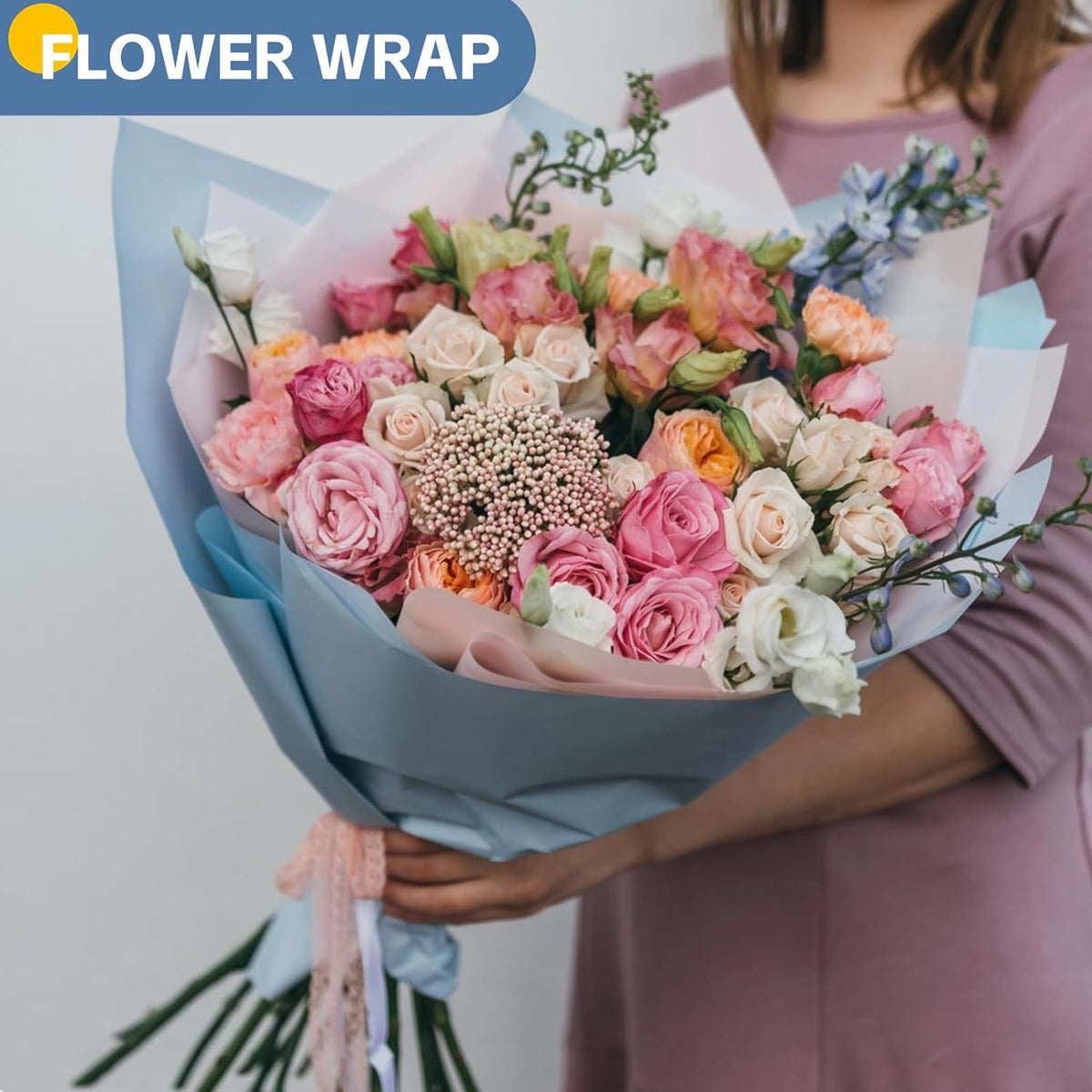 Light Blue Wrapping Paper 15"x450", Blue Kraft Paper Roll for Baby Shower, Wedding, Father’s Day, Birthday, Bouquet Flower Gift Wrap, Solid Color Blue Craft Paper Bulletin Board Paper