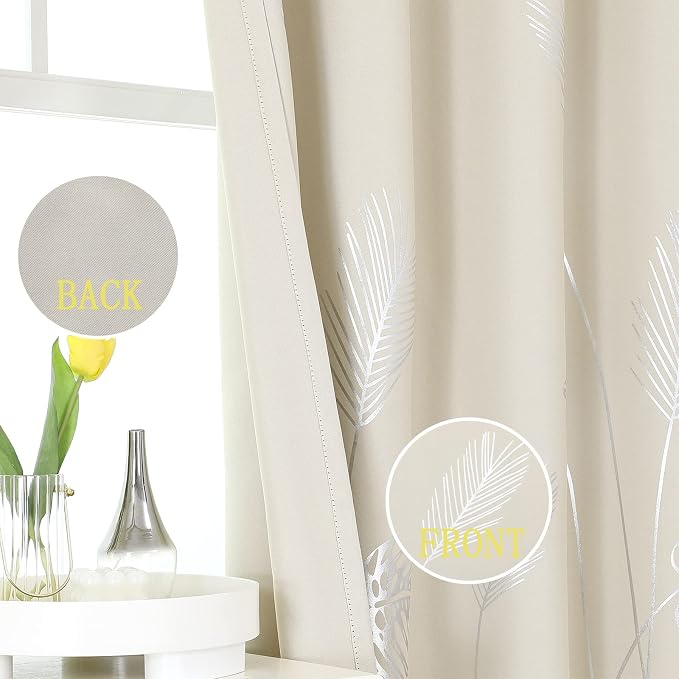 Cream Beige Room Darkening Curtains 102 Inches Long - Image 3