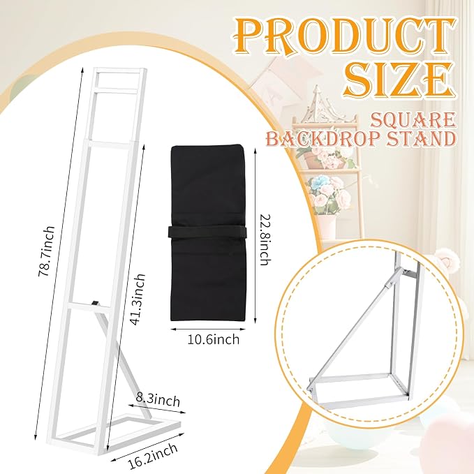 2 Pack White Wedding Backdrop Stand, Adjustable Metal Arch - Image 2