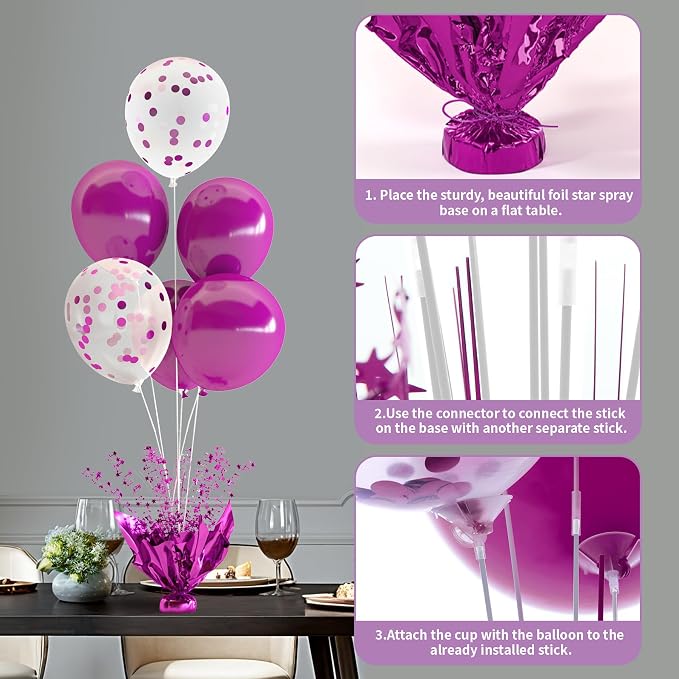 6 Set Purple Christmas Table Balloons Centerpiece - Image 5