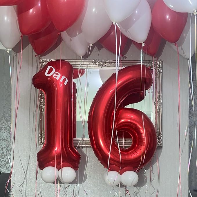 40 Inch Red Number 60 Balloons Giant 60 Balloons Red Birthday 60 Balloons 60 - Image 5