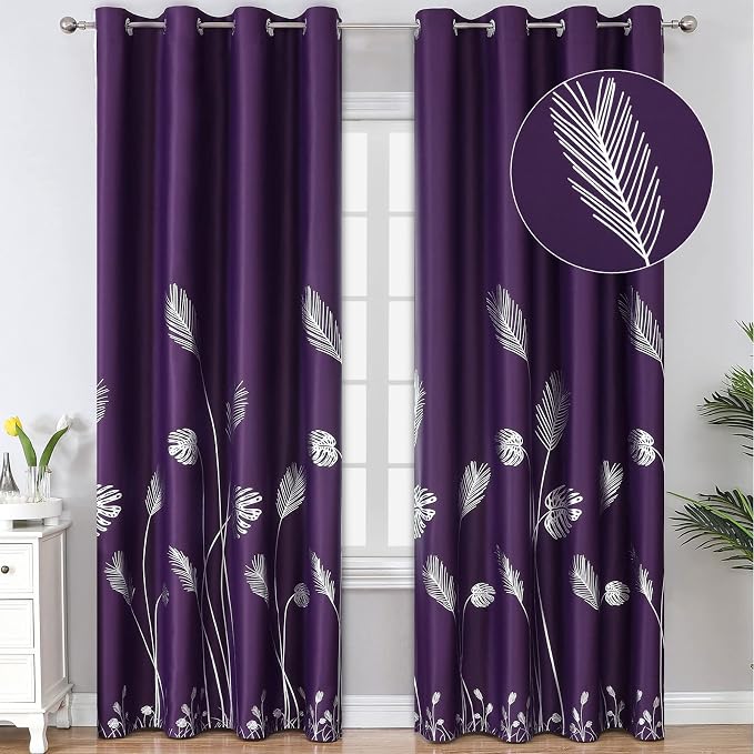 Purple Blackout Curtains for Living Room 90 Inch Length 2 Panels Set, Energy by ESTELARTEXTILER