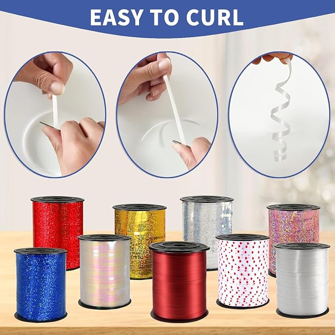500 Yard Premium Red Curling Ribbon, 3/16" PVC Plastic Curly Ribbon - Image 4