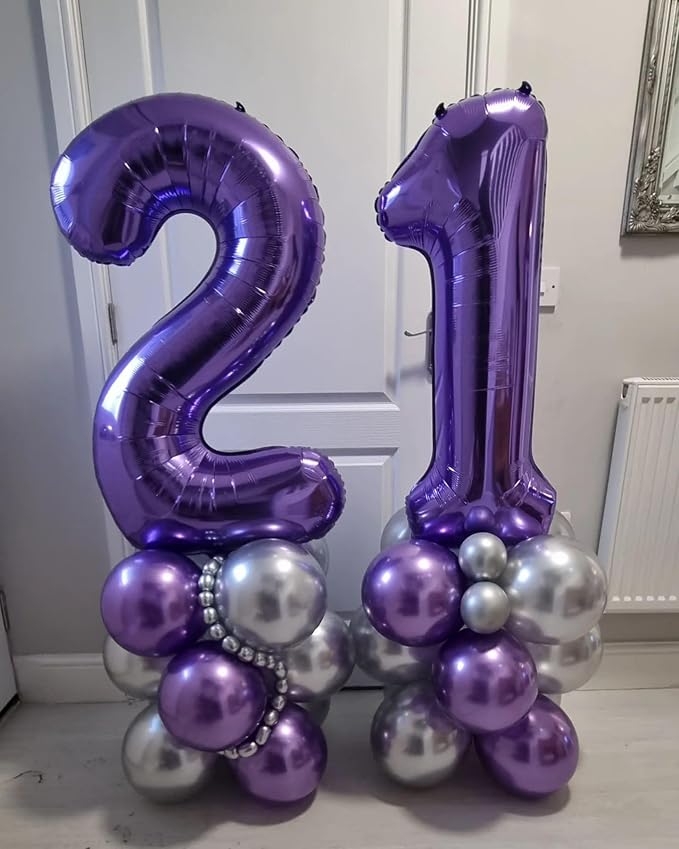 Number 13 Purple Balloons 40 Inch Giant Purple 13 Number Foil Helium Balloons - Image 6
