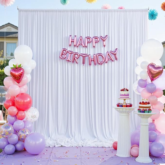30×14 ft White Wrinkle Free Backdrop Curtain, Soft Silky Polyester Wedding - Image 8