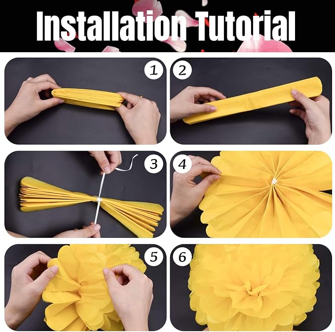 Qimoo 20pcs Rose Paper Pom Poms Decorations - Image 3