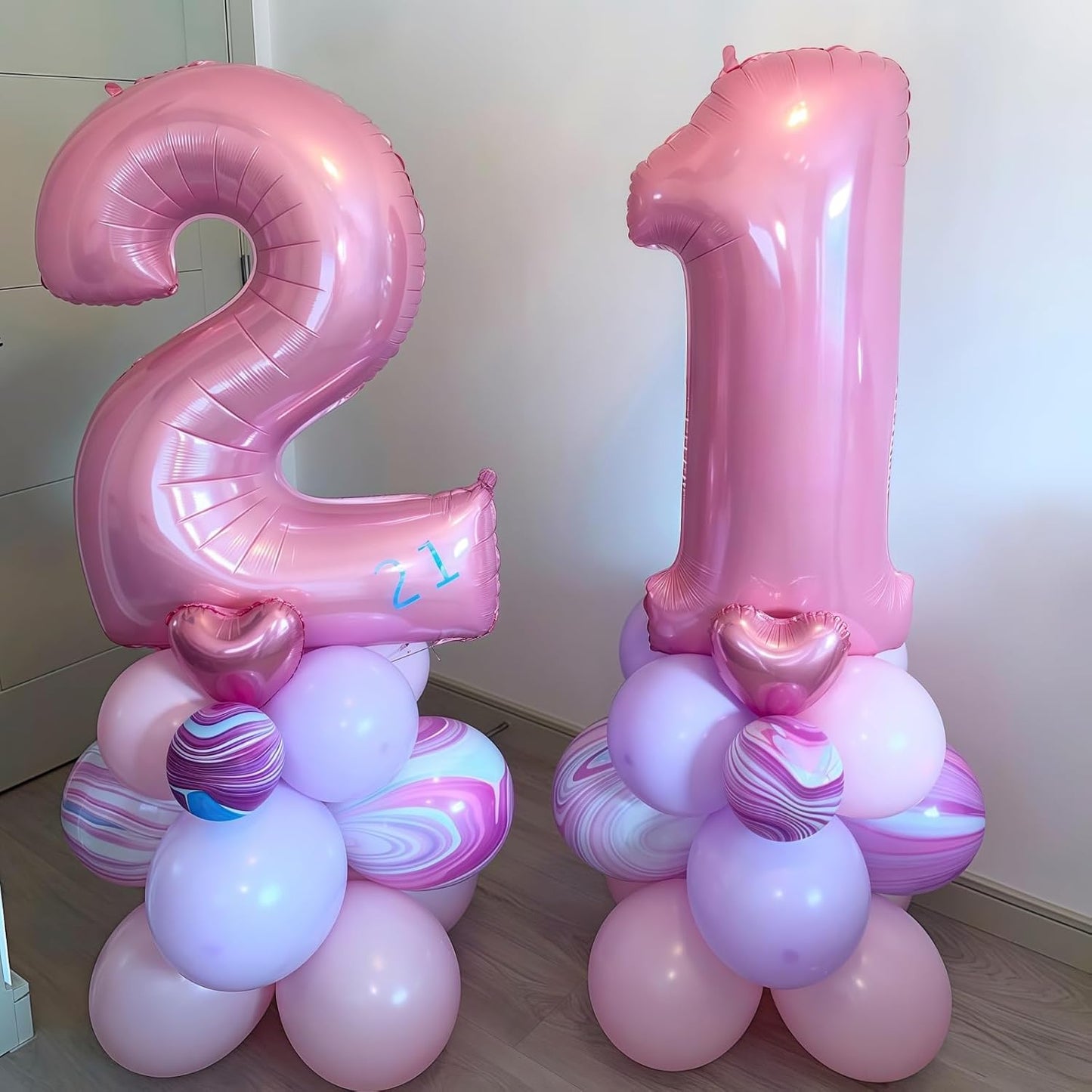 Pastel Pink 7 Balloon, Light Pink 6 Balloons Number,40 Inch Helium Foil Mylar Number 7 Balloon for Birthday Party