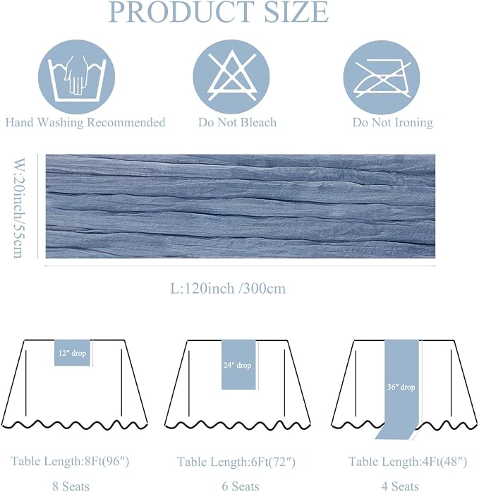 6Pack Dusty Blue Cheesecloth Table Runner 20 x 120 inch Gauze Table Runner | - Image 4