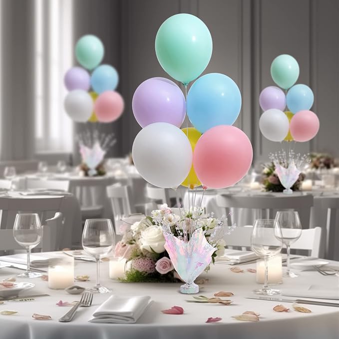 6 Set Pastel Birthday Decorations Rainbow Party Table Balloons Centerpiece - Image 4