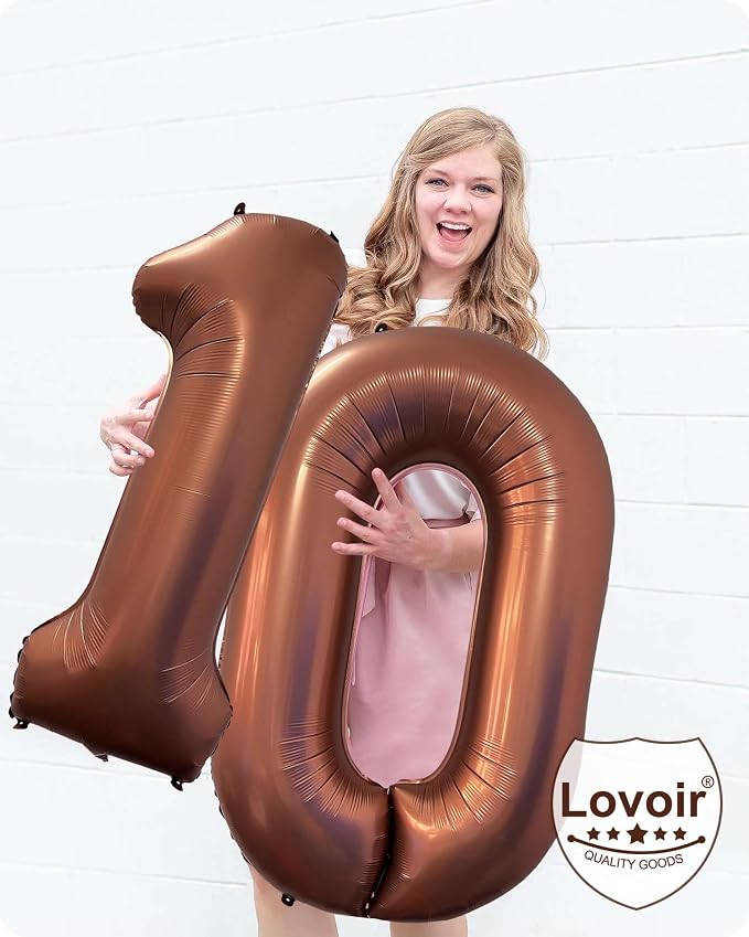 40 Inch Coffee Brown Number 4 Balloon Large Size Jumbo Digit Mylar Foil Retro - Image 6