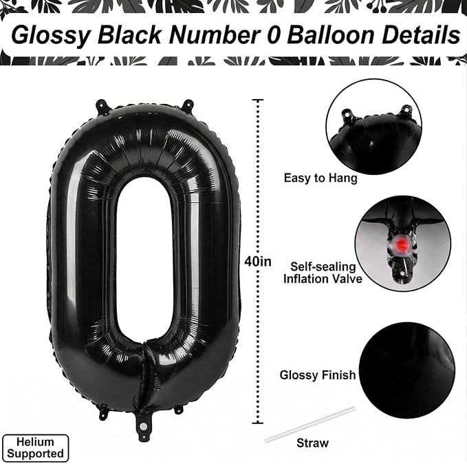Black Number 20 Balloon 40 Inch, Foil Numeral - Image 4