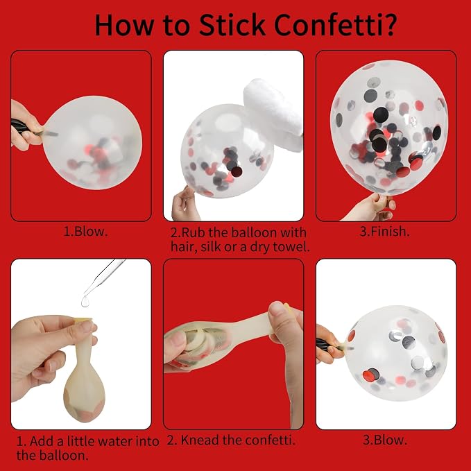 RUBFAC Balloon Arch kit Red Black White Balloons Confetti Garland 129pcs | - Image 5
