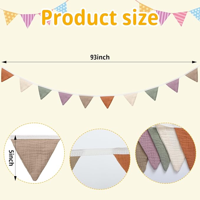 Oudain 2 Pcs Pennant Banner Flags Nursery Garland Triangle Bunting Flags - Image 2