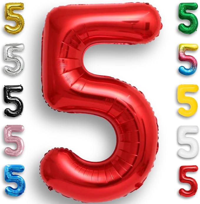 Red Number Balloon 5 Mylar Foil Balloons 16 inch by Unknown