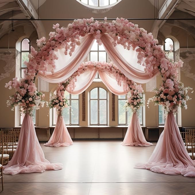 Wedding Arch Draping Fabric Backdrop Drapes 6 Panels, Dusty Rose | 28.7"x20FT - Image 5
