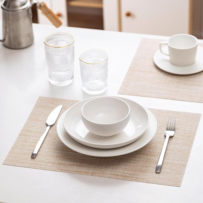 LEXMORE Placemats Set of 4 Vinyl/Plastic Woven Place Mats - Image 3