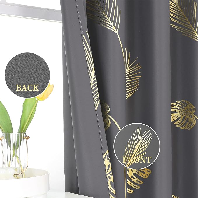 Dark Grey Blackout Curtains & Drapes 102 Inches Long - Image 3