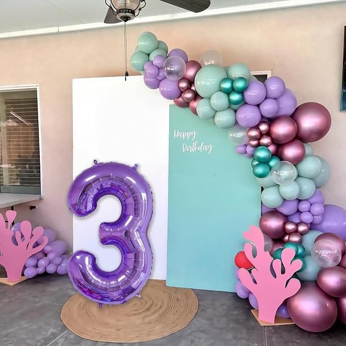 Purple 1 Balloon Number, 40 Inch Number 1 Balloon Big Purple 1 Foil Mylar - Image 3