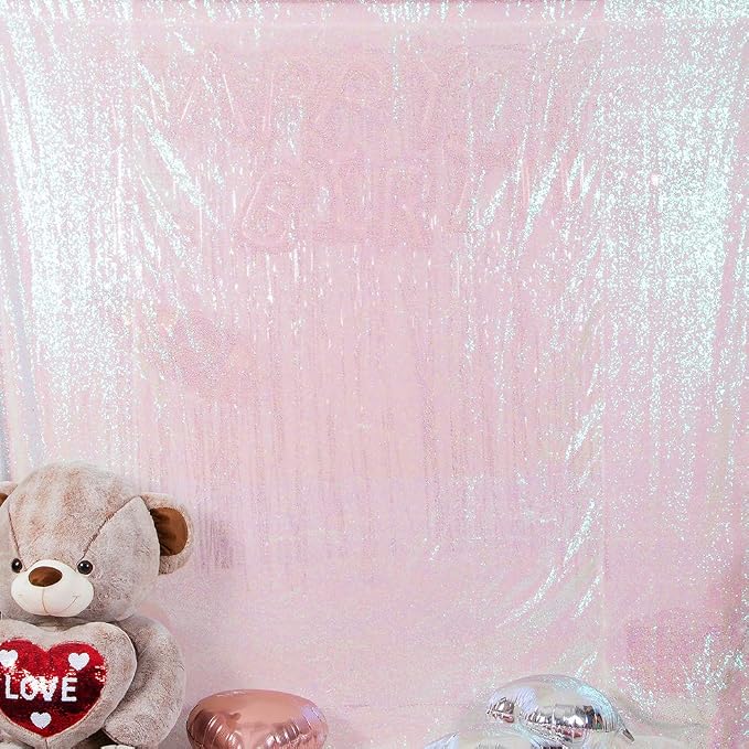 JYFLZQ White Iridescent Sequin Backdrop Curtains 4ft x 6.5ft 1 Panel Glitter - Image 2