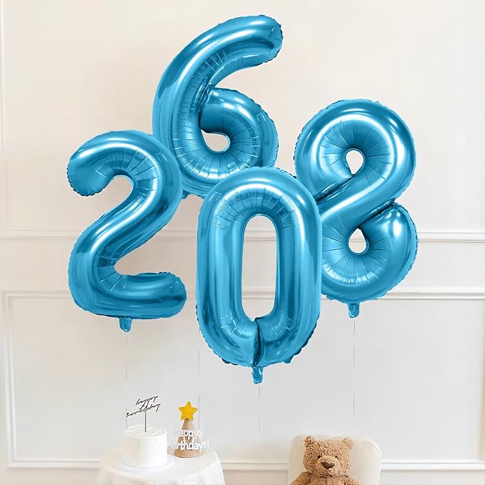 40 Inch Blue Number Balloons, Helium Mylar Foil Number Balloons - Image 6