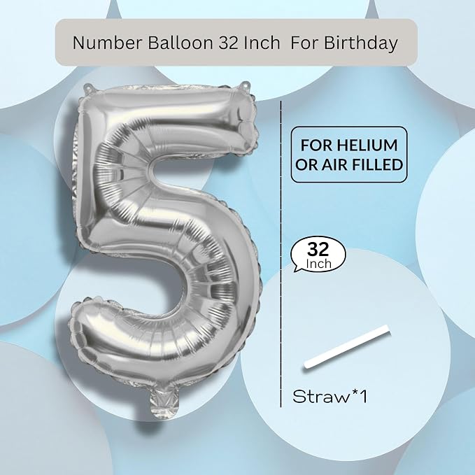 Green Number Balloon 5 Mylar Foil Balloons 32 inch - Image 6