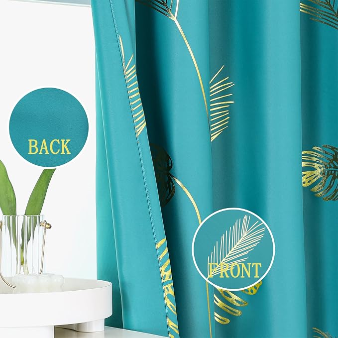 Teal Blackout Curtains 90 Inches Long, Grommet Curtains - Image 3